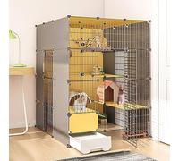 Grand enclos d'intérieur pour chat avec bac à litière, chatterie métallique amovible, parc à faire soi-même pour l'exercice et le jeu de chat