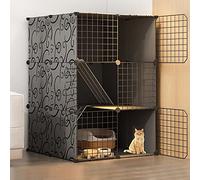 Grand enclos d'intérieur pour chat, parc pour chat avec nid, hamac, litière et bol - Clôture parfaite pour 1 à 3 chats, design semi-fermé pour plus de sécurité et de confort