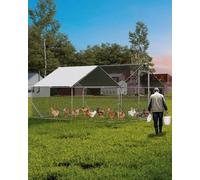 Grand Enclos Métallique Extérieur Multiusage, Poulailler et Chenil Sécurisé Imperméable Anti-UV, Structure Robuste Spacieuse pour Poulets et Grands Chiens