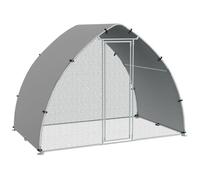 Grand enclos PawHut poulailler chenil volière extérieure 5,75m² toit anti-UV, toit anti-UV, porte verouillable, argenté