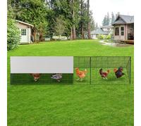 Grand Enclos poulailler avec Acier Parc grillagé,Poulailler d'extérieur Structure Triangulaire avecHousse Imperméable et Anti-UV,Piquets de Terre,pour Poules,Lapins et Petits Animaux(300x60x70cm)
