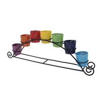 Grand ensemble de 7 bougeoirs votifs pour bougies chauffe-plat symboles des chakras