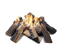 Grand ensemble de bûches en céramique pour cheminée à gaz, 10 pièces sans fumée, bois décoratif résistant à la chaleur empilable, ensemble de fausses bûches en céramique pour cheminée, propane