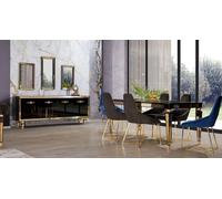Grand ensemble de salle à manger Table de salle à manger 6x chaises Buffet miroir Garniture 9pcs