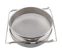 Grand ensemble de tamis/filtre à miel Double couche en acier inoxydable avec bras réglables, Double passoire à miel Gris clair