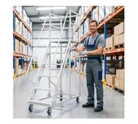 Grand Escabeau Plateforme Mobile avec roulettes Et Revêtement Antidérapant pour Une Utilisation Industrielle, en entrepôt, en supermarché et dans Les Cours,Gray-180cm+70cm