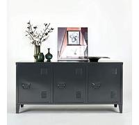 Grand Espace Armoire métallique,Armoire de rangement en métal à 2 couches, 3 Portes Meuble de Bureau Rangement avec étagère,Armoire basse,120 ×40×58cm