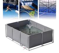 Grand étang à poissons hors sol en toile avec vanne de vidange - Piscine de stockage d'eau temporaire pour piscine extérieure pour la natation Gris 200 x 250 x 40 cm - Parfait pour la vie aquatique