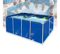 Grand Étang Aquaculture Réservoir de Stockage D'eau D'irrigation Aquaculture Piscine avec Vanne de Vidange avec Cadre en Acier en Toile Pvc Temporaire,1.5 * 1 * 0.6m