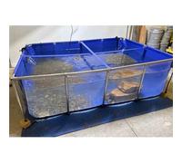 Grand étang hors-sol Koi avec fenêtre, doublures en toile et cadre en acier, facile à assembler, aquarium pour poissons et tortues 140 x 70 x 61 cm pour l'agriculture en plein air