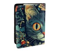 Grand étui de passeport imprimé « The Cat in the Flower Open Its Eyes » - En cuir synthétique - Pour homme et femme - 16,5 cm