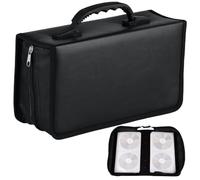 Grand étui de rangement en cuir synthétique pour 128 disques, classeur DVD portable avec poignée pour la maison, la voiture et le bureau