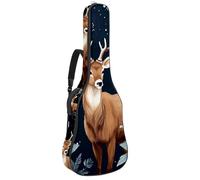 Grand étui pour guitare acoustique, convient pour 101,6 cm, 101,6 cm, imperméable avec couche de protection en éponge, plusieurs poches, beau cerf, multicolore, 42.9x16.9x4.7 in, Sac pour guitare