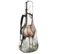 Grand étui pour guitare acoustique, convient pour 101,6 cm, 101,6 cm, imperméable avec couche de protection en éponge, plusieurs poches, beau cerf, multicolore, 42.9x16.9x4.7 in, Sac pour guitare