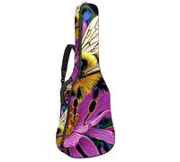 Grand étui pour guitare acoustique, grand étui pour guitare de 101,6 cm, 101,6 cm, sac de transport imperméable avec protection rembourrée, plusieurs poches, motif papillon coloré, Multicolore #08,