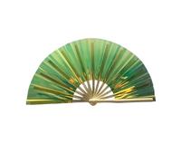 Grand éventail coloré de Kung Fu 2025 de 33 cm en bambou haut de gamme, pliable, holographique, pour danse, cadeau de fête (vert)