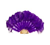 Grand éventail en plumes 13 ventilateurs à plumes bleus Bone Lake for spectacle de danse bricolage, fête d'Halloween, accessoires scène mariage, ventilateur duveteuses portatif(PURPLE,Big 130cm 2pcs)