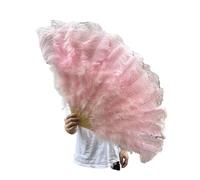Grand éventail en plumes 90CM Éventails en plumes colorées 13 éventails pliants à main os for carnaval fête de mariage scène danse accessoires décor Pluma Craft(Light Pink,Left and right 1pair)