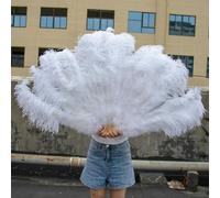 Grand éventail en plumes d'autruche, 13 branches, blanc, pliable, pour carnaval, festival, opéra, décoration, accessoire, 036, 2 pièces