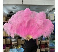 Grand éventail en plumes d'autruche 13 branches vert menthe, pliable, pour carnaval, festival, opéra, décoration, rose, lot de 2