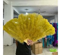Grand éventail en plumes d'autruche blanches de 130 cm, 13 os, pour carnaval, danse du ventre, spectacle, bricolage, vert olive, 2 pièces