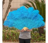 Grand Éventail En Plumes D'autruche,Décoration De Carnaval,Ixde Mariage,Spectacle De Brevdu Ventre,Lumière Bleu 13 Sophia - Type Lac Bleu-100cm Right