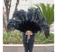 Grand Éventail En Plumes D'autruche,Décoration De Carnaval,Ixde Mariage,Spectacle De Brevdu Ventre,Lumière Bleu 13 Sophia - Type Black-100cm Right