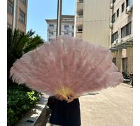 Grand Éventail En Plumes D'autruche,Décoration De Carnaval,Ixde Mariage,Spectacle De Brevdu Ventre,Lumière Bleu 13 Sophia - Type Leather Pink-100cm Right