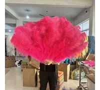 Grand éventail en plumes d'autruche vert foncé, 100 cm/130 cm, 13 baleines, pour danse du ventre, carnaval, scène, mariage, fête, 2 pièces, rouge pastèque, 100 cm, droit