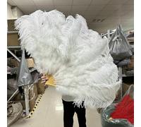 Grand éventail en plumes d'autruche vert foncé, 100 cm/130 cm, 13 baleines, pour danse du ventre, carnaval, scène, mariage, fête, 12 pièces, blanc, 100 cm, droit