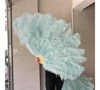 Grand éventail en plumes d'autruche vert foncé, 100 cm/130 cm, 13 baleines, pour danse du ventre, carnaval, scène, mariage, fête, 2 pièces, 27 cm, bleu clair, 100 cm, droit