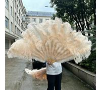 Grand éventail en plumes d'autruche vert foncé, 100 cm/130 cm, 13 baleines, pour danse du ventre, carnaval, scène, mariage, fête, champagne, 19 cm, 2 pièces, droit