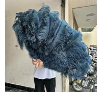 Grand éventail en plumes d'autruche vert foncé, 100 cm/130 cm, 13 baleines, pour danse du ventre, carnaval, scène, mariage, fête, 2 pièces, bleu marine, 100 cm, droit