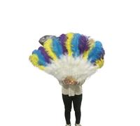 Grand éventail en Plumes de 130 cm x 100 cm for décorer Mariage, fête, Danse du Ventre, Bars à Cocktails à Monter soi-même(Light Yellow,2 Pcs 100 130CM)