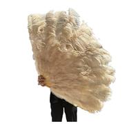 Grand éVentail En Plumes Éventail à grandes plumes blanches de 130 cm/100 cm, 13 os, portable, for spectacle de danse de carnaval et bricolage éVentail Pliable En Plumes(47 Dark Khaki,Big Fan 1Pair(tw