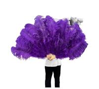 Grand éVentail En Plumes Éventail à grandes plumes blanches de 130 cm/100 cm, 13 os, portable, for spectacle de danse de carnaval et bricolage éVentail Pliable En Plumes(15 Purple,Small fan 1PCS)