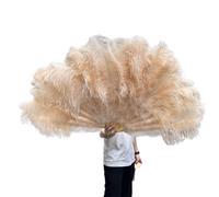 Grand éventail pliable en plumes d'autruche à 13 os pour fête de mariage, spectacle, champagne, main droite 100 cm