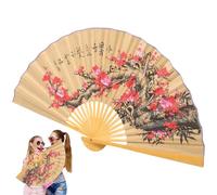 Grand éventail pliant décoratif mural à main - Éventail décoratif chinois japonais pour femme, tissu en soie de 0, 9 m et cadre en bambou, double usage comme fonctionnel et accessoire photo p