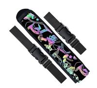 Grand éventail réfléchissant avec étui, accessoires de festival rave, support de ventilateur à main et étui de cuisse pour rave Essentials Shroom pour fêtes de circuit de danse EDM (imprimé noir)