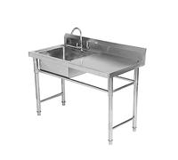 Grand Évier Cuisine 1 Bac avec Plate-Forme D'exploitation Évier Inox Autoportant avec Robinet et Support pour Faire la Plonge Cuisine de Restaurants, Salle de Bain, Garages, Entrepôts ( Size : 100*50*