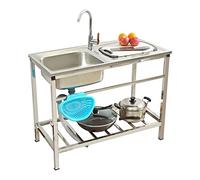 Grand Évier Cuisine Inox Autoportant avec Robinet et Support - Plate-Forme D'exploitation, Plonge pour Restaurant, Garage, Jardin (Color : Single Cold)