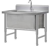 Grand évier sur pied en acier inoxydable avec kit de vidange et robinet, idéal pour les restaurants et les buanderies (80 cm)