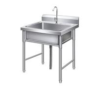 Grand évier utilitaire commercial en acier inoxydable avec robinet, tuyau de vidange et filtre, protection anti-éclaboussures, pour restaurant, cuisine, buanderie, garage