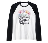 Grand Fan des Droits de l'homme Militant Floral Protestation féministe Manche Raglan