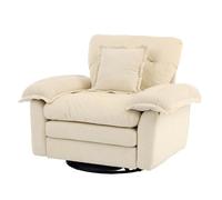 Grand Fauteuil bergère capitonné - Fauteuil scandinave - pivotant - métal et chenille - 116x84x96 - beige