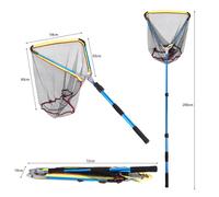 Grand Filet De Pêche Triangulaire En Alliage D'aluminium Bleu, Poteau Télescopique Et Léger, Facile À Plier Rapidement, Portable