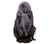 Grand foulard brodé de 80 cm, bandeau transparent pour cheveux pour tenue tendance, écharpe tendance pour femme, VS690 Violet clair A, taille unique