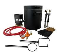 Grand four à fondre au gaz propane de 25 kg - Double brûleur avec régulateur - Four à fondre en métal avec creuset en graphite de 25 kg - Pour cuivre, laiton, or et aluminium