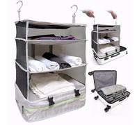 Grand Fusion Stow-N-Go Étagères de Voyage Portables à Suspendre, Organiseur pour Bagages, Placard de Transport avec Cintre pour vêtements et Compartiment de Rangement, Essentiels de Voyage de Grande