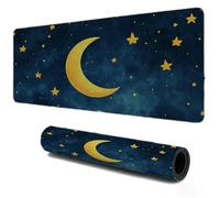 Grand Gaming Tapis de Souris 600x300, Mousepad Lune Jaune, Portable Mouse Pad à Bords Cousus, Antidérapant Tapis Caoutchouc, Tapis Déco Bureau pour PC Ordinateur Travail, Idée Cadeau pour Famille S477